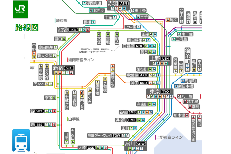 JR路線図東京の一部