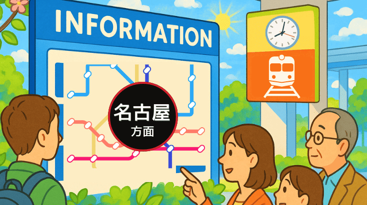 名古屋駅方面の鉄道路線案内イメージ
