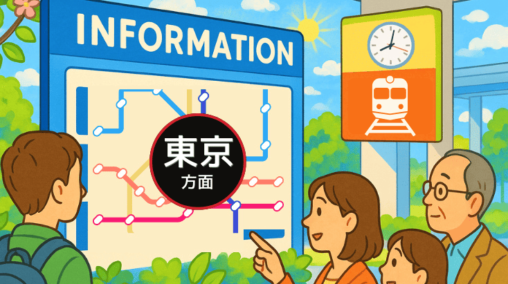 東京駅方面の鉄道路線案内イメージ