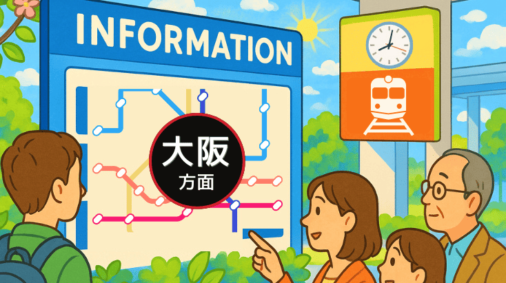 大阪駅方面の鉄道路線図イメージ