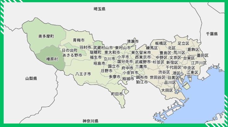 地図-東京都の市部