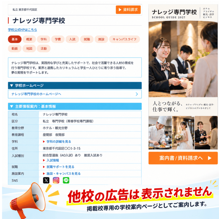 専門学校有料サービス案内画像